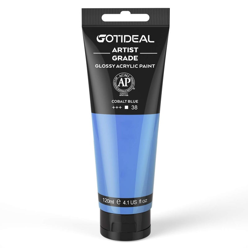 GOTIDEAL Acrylic Paint Cobalt Blue Tubes(120ml, 4.1 oz) Non Toxic Non Fading,Rich Pigments for Painters, Adults & Kids, Ideal for Canvas Wood Clay Fabric Ceramic Craft Supplies (Cobalt Blue) - Image 1